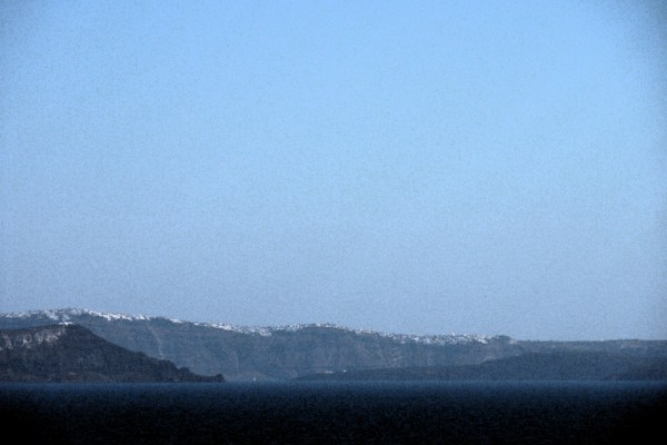 White capped peaks of Thira, Santorini